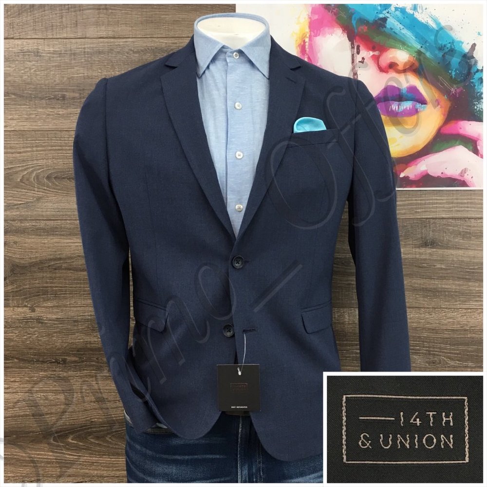New 14TH Union Mens Blazer Sport Coat Casual Button Jacket 42R Extra Slim Suits
